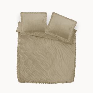 RoyalTextile - Velvet Ruffles Dekbedovertrek - Taupe - 240 x 220