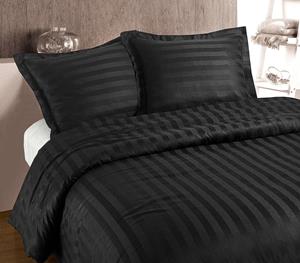 RoyalTextile - Hotel Stripe Dekbedovertrek - Antraciet - 200 x 200/260