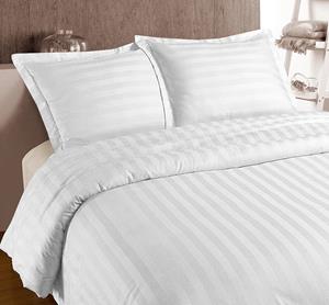 RoyalTextile - Hotel Stripe Dekbedovertrek - Wit - 140 x 200/260