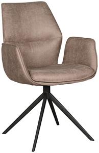 Eetkamerstoel Mellow - Taupe - Micro Suede - Zwart Onderstel