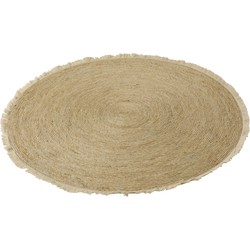 J-Line  Tapijt Kwastjesband Mais Schil|katoen Beige Wit - 120x120x1cm