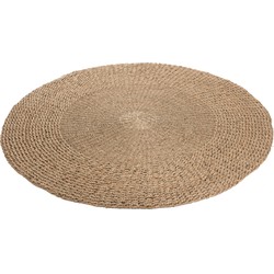 J-Line  Tapijt Rond Gevlochten Zeegras Naturel - 120x120x1cm