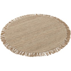 J-Line  Tapijt Rond+franjes Weefsel Wol Beige Small - 150x150x2cm
