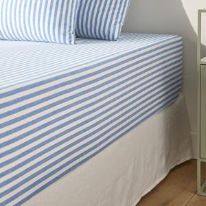 LA REDOUTE INTERIEURS Katoenen hoeslaken, omslag 30 cm, blauw, Soizic