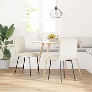 vidaXL Eetkamerstoelen 2 st fluweel crèmekleurig