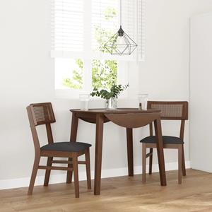 vidaXL Eetkamerstoelen met kussens 2 st massief hout rubber bruin