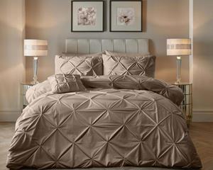 RoyalTextile - Velvet Pintuck Dekbedovertrek - Taupe - 200 x 220