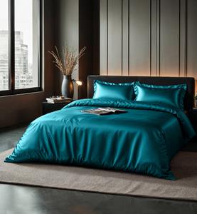 RoyalTextile - Glossy Dekbedovertrek - Petrol - Satijn - 140 x 220