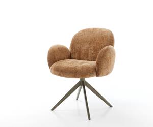 DELIFE Drehstuhl Nube-Flex mit Armlehnen Chenille Rost Kreuzgestell breit Effektfinish Titan 360° drehbar Wippfunktion Taschenfederkern