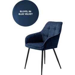 Giga Living  Eetkamerstoel Blauw Velvet - Nolan Square - Set van 2