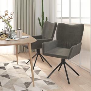 vidaXL Eetkamerstoelen draaibaar 2 st fluweel donkergrijs