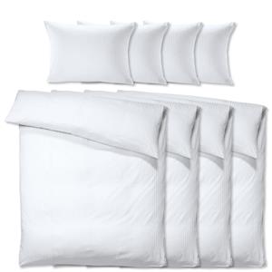 PULSIVA Economy pak dekbedovertrekset Satina 10 mm; 160x210 cm (BxL), 65x100 cm (LxB); wit; 4 set / verpakking
