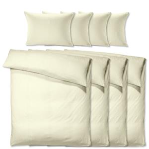 PULSIVA Economy pak dekbedovertrekset Satina 10 mm; 160x210 cm (BxL), 65x100 cm (LxB); champagne; 4 set / verpakking