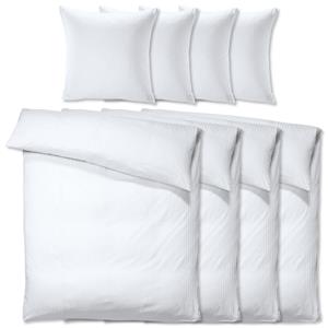 PULSIVA Economy pak dekbedovertrekset Satina 10 mm; 155x220 cm (BxL), 80x80 cm (LxB); wit; 4 set / verpakking