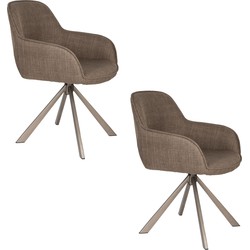 Housecraft Living Toye Eetkamerstoel Bruin - Set van 2