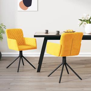 VidaXL Eetkamerstoelen draaibaar 2 st fluweel geel