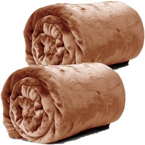 Unique Living Enzo Fleece dekens/plaids 2 stuks 130 x 180 cm - brons -