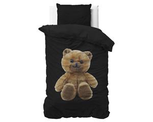 RoyalTextile - Brave Teddy Dekbedovertrek - Zwart - 240 x 220