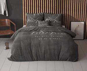 RoyalTextile - Mr And Mrs Heart Dekbedovertrek - Antraciet - 200 x 220
