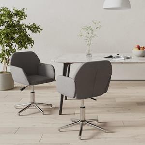 VidaXL Eetkamerstoelen draaibaar 2 st stof lichtgrijs