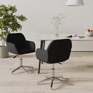 VidaXL Eetkamerstoelen draaibaar 2 st stof zwart