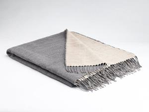 Mcnutt of Donegal plaid linen/lambswool reversible 140x200 Feather grey
