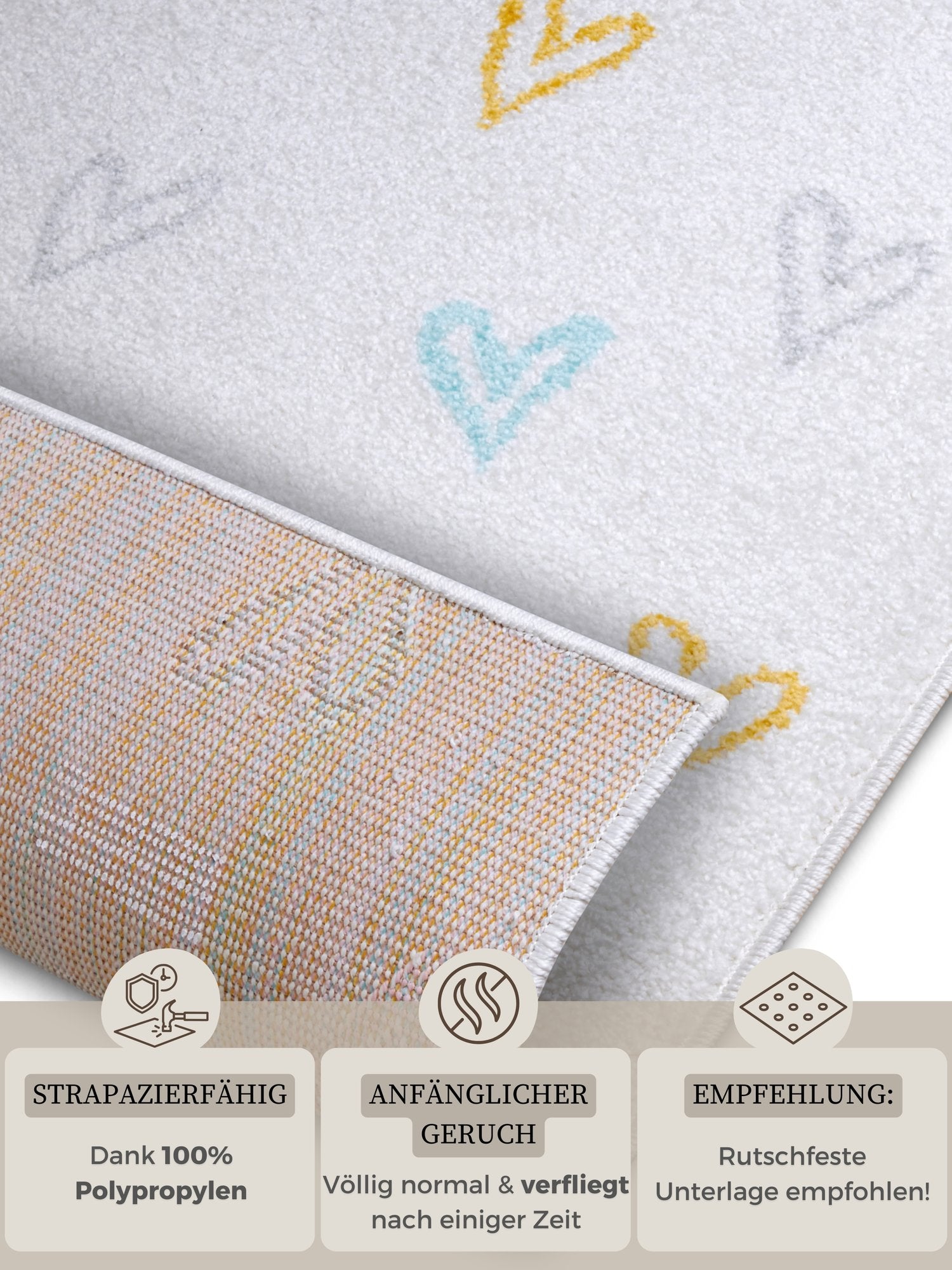 Hanse Home  Adventures children's carpet Hearts Cream Multicolor - 160x235 cm