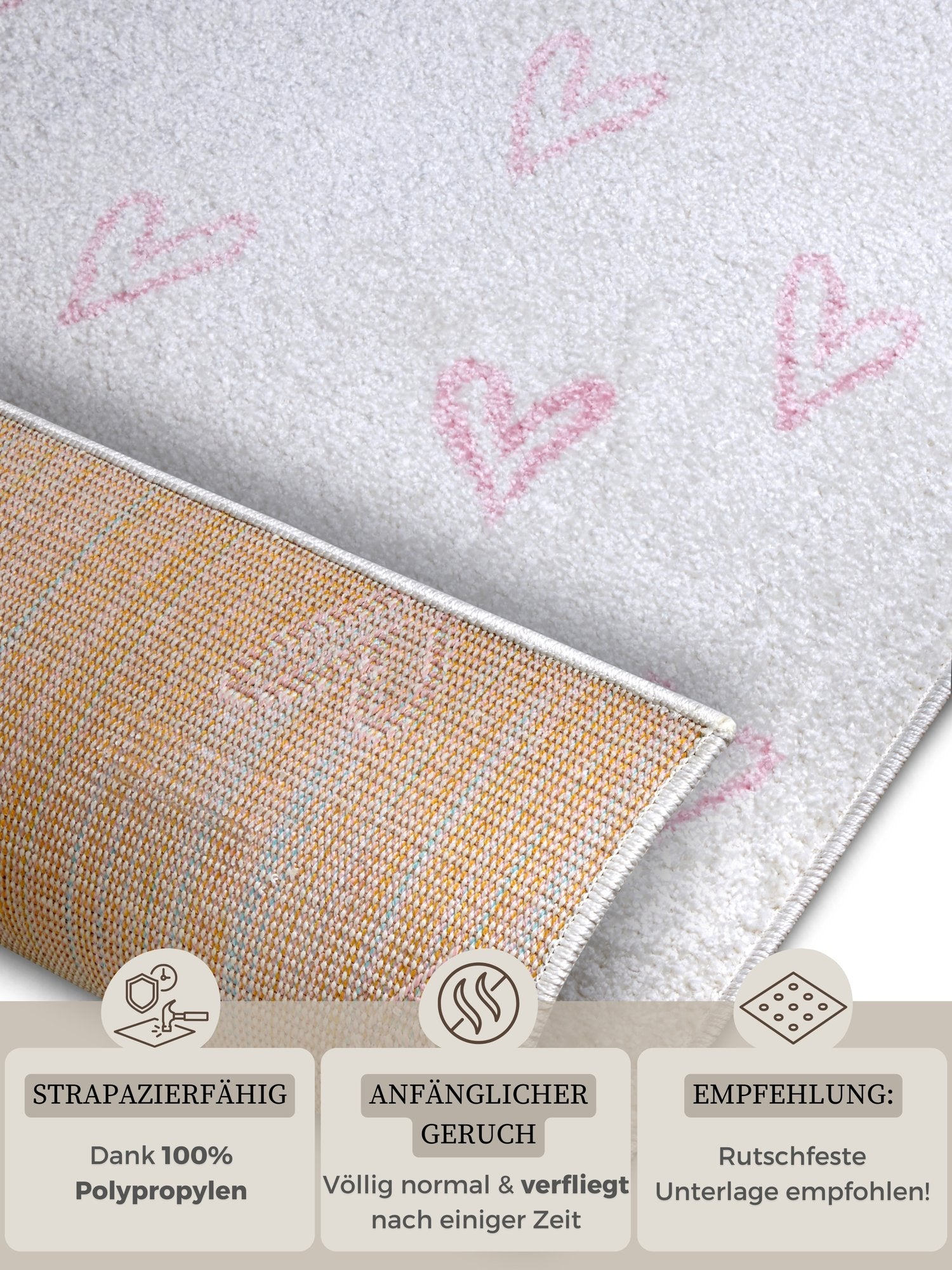 Hanse Home  Adventures children's carpet Hearts Cream Rosa - 160x235 cm
