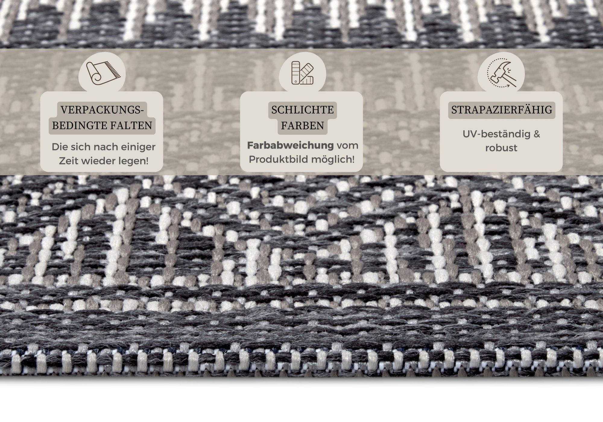 Hanse Home  Clyde In- and Outdoor Carpet Loto Grey Beige - 63x120 cm