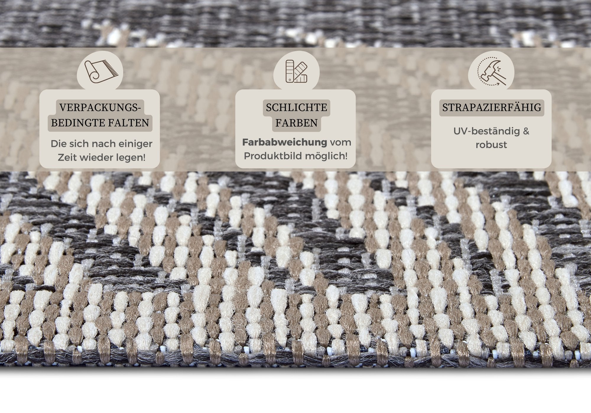 Hanse Home  Clyde In- and Outdoor Carpet Paru Grey Cream - 63x120 cm