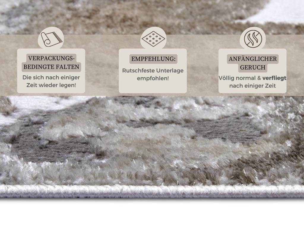Hanse Home  Shine Design Carpet Floral White Grey Brown - 67x120 cm