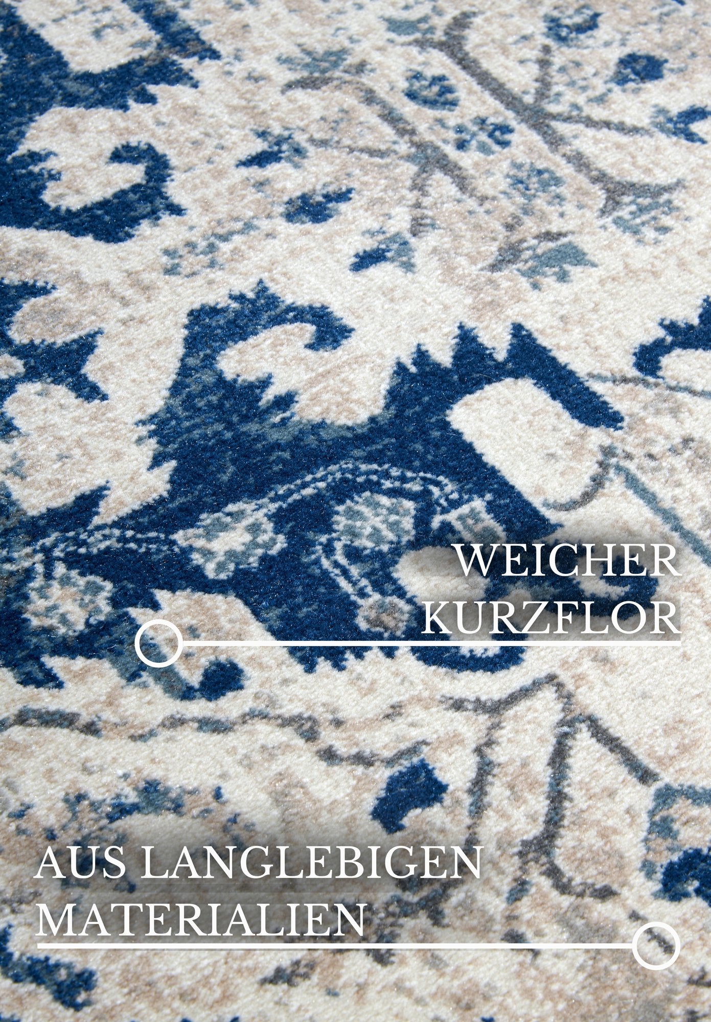 Hanse Home  Villeroy & Boch 1869 Short Pile Rug Emmanuel Cream Blue - 80x240 cm