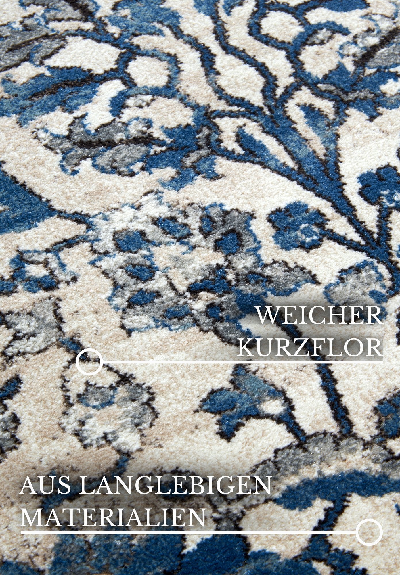 Hanse Home  Villeroy & Boch 1869 Short Pile Rug Ernest Cream Blue - 80x240 cm