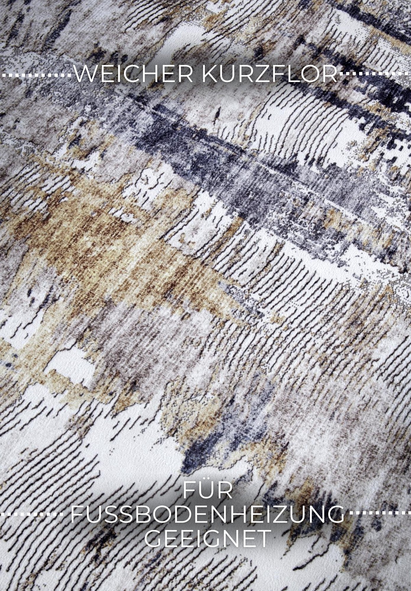 Hanse Home  ELLE Decoration Imagination Shortpile Rug Malard Anthracite Gold - 200x290 cm
