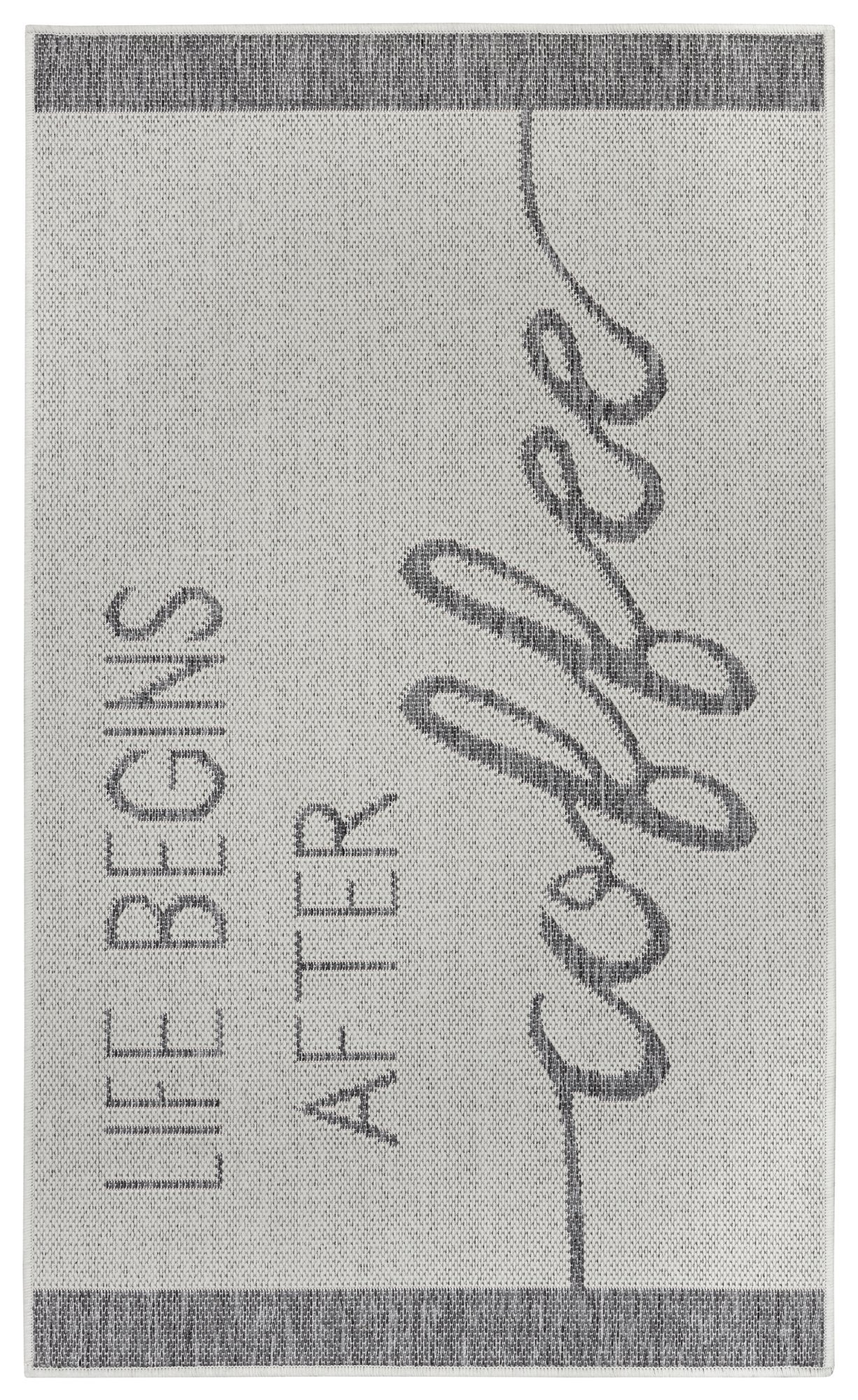 Hanse Home  Cucina Anti-Slip Runner Life Begins After Coffee Creme Grey - 62x150 cm