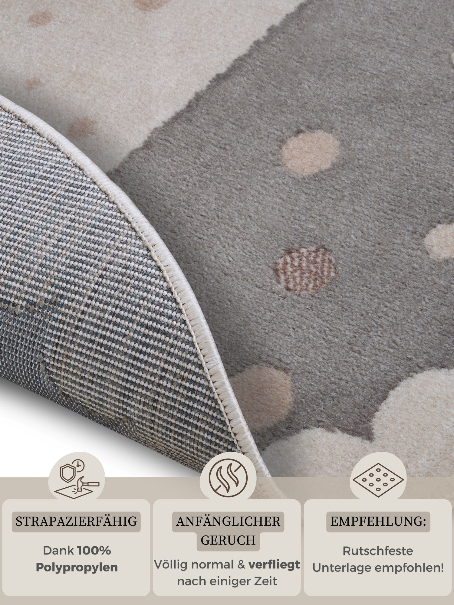 Hanse Home  Adventures children's carpet Round Crown Grey Cream - 140 cm