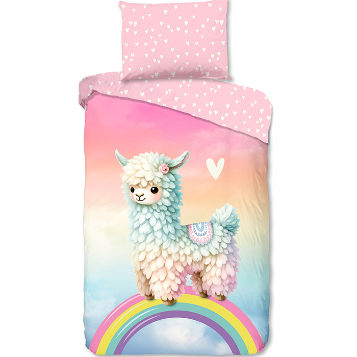 Good Morning Kinderdekbedovertrek Alpaca Regenboog