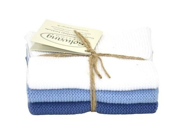 Solwang Design  vaatdoekjes - set van 3 - wit/blauw combi