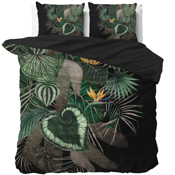 Sleeptime Botanica Dark Leaves Dekbedovertrek Groen-1-persoons (140 x 200/220 cm)