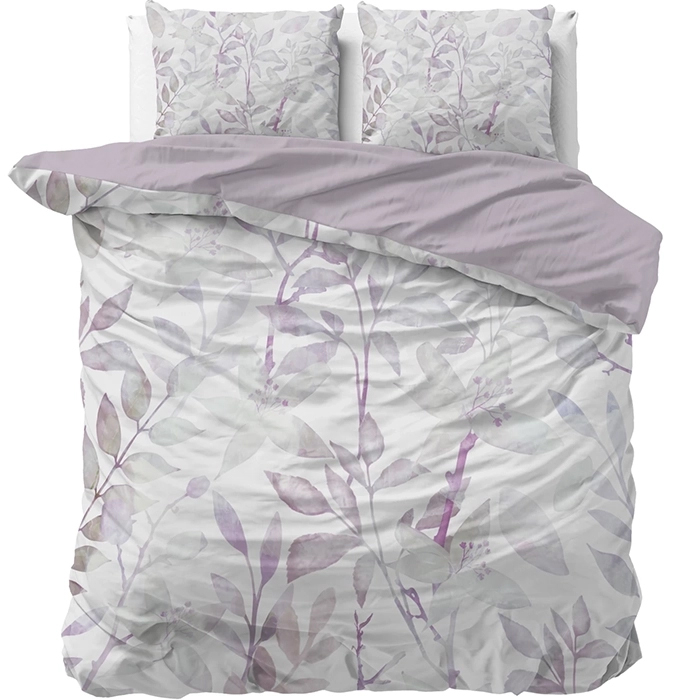 Sleeptime Water Leaves Dekbedovertrek Lila-1-persoons (140 x 200/220 cm)