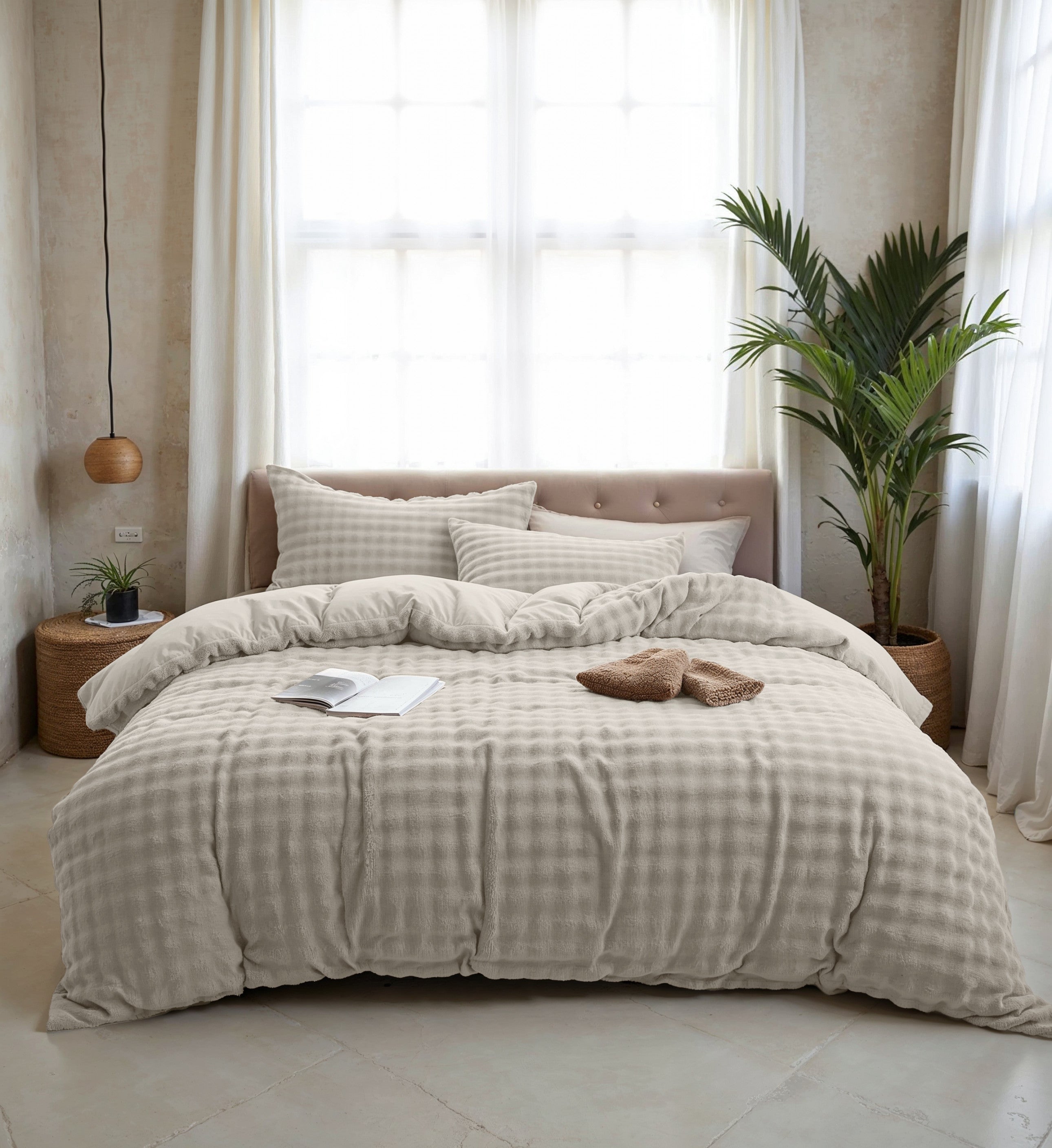 RoyalTextile - Pom Pom Dekbedovertrek - Beige - 140 x 220