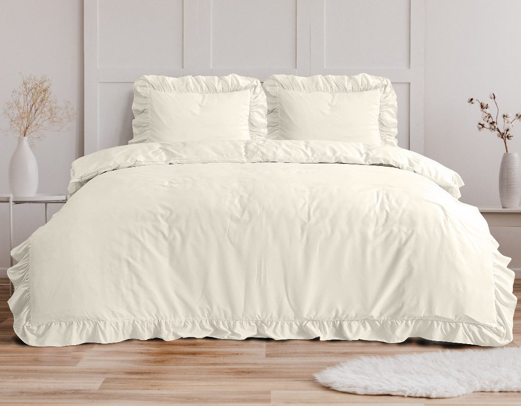 RoyalTextile - Ruffles Dekbedovertrek Micropercal - Crème - 240 x 220