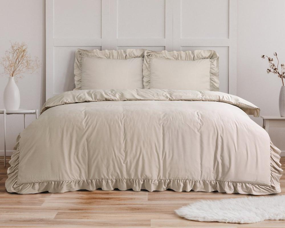 RoyalTextile - Ruffles Dekbedovertrek Micropercal - Taupe - 240 x 220