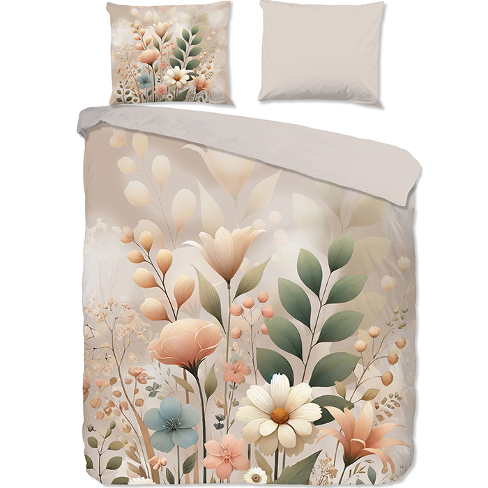 Good Morning Bloemenveld Dekbedovertrek Zand-2-persoons (200 x 200/220 cm)