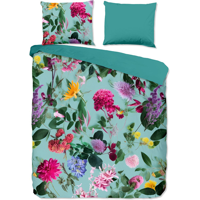 Good Morning Flowerdream Dekbedovertrek Aqua-2-persoons (200 x 200/220 cm)