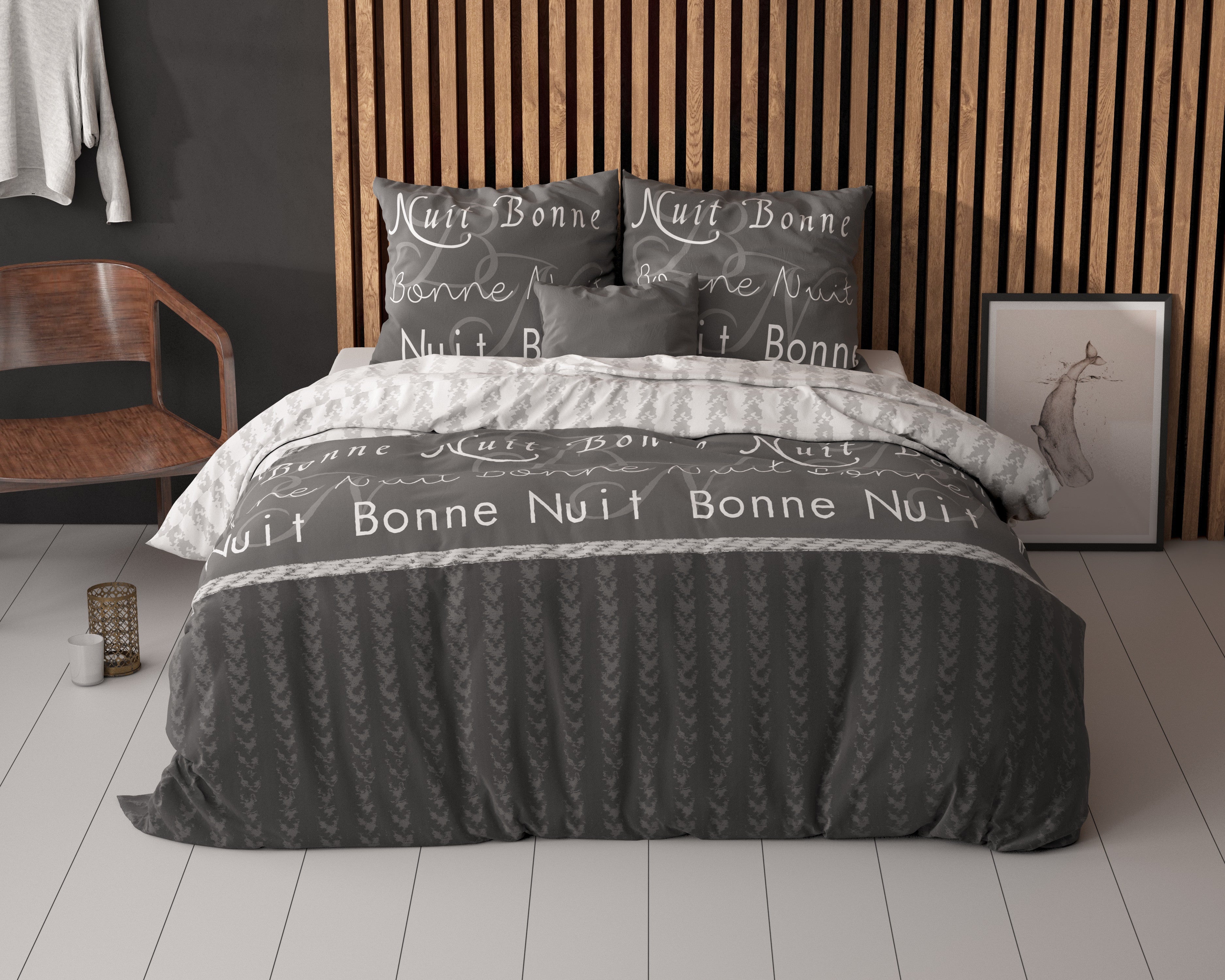 RoyalTextile - Bonne Nuit Dekbedovertrek Katoen - Antraciet - 200 x 220