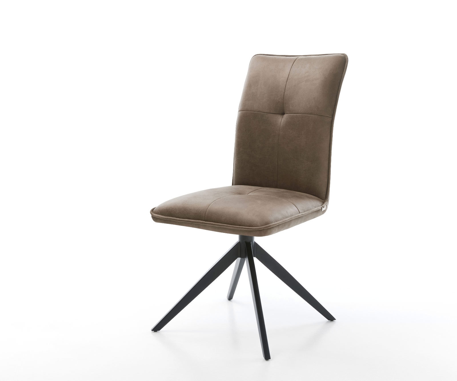 DELIFE Drehstuhl Maddy-Flex Mikrofaser Taupe Vintage Kreuzgestell breit Schwarz 360° drehbar Wippfunktion