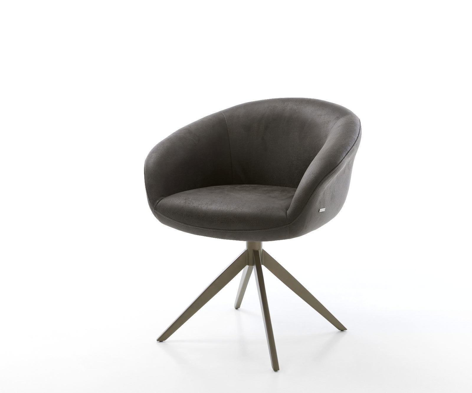 DELIFE Drehstuhl Vinka-Flex mit Armlehnen Mikrofaser Anthrazit Vintage Kreuzgestell breit Effektfinish Titan 360° drehbar Wippfunktion Taschenfederkern