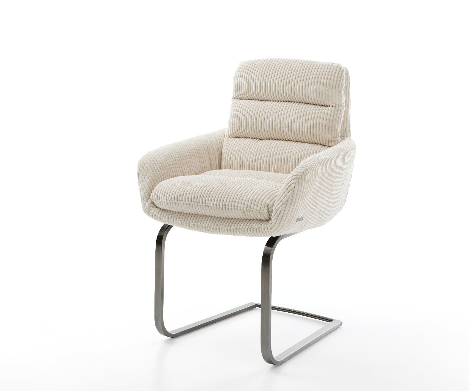 DELIFE Freischwinger Abelia-Flex mit Armlehnen Cord Beige Freischwinger flach Graphit