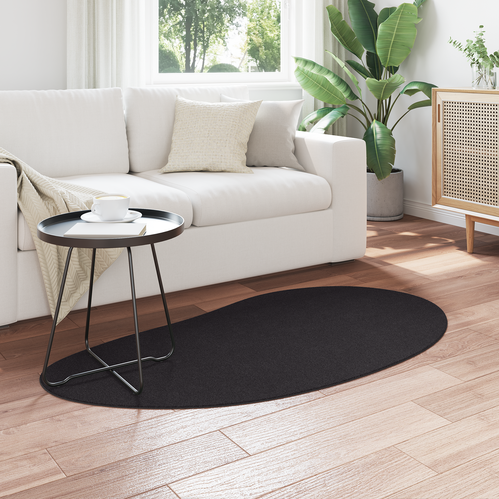 vidaXL Vloerkleed anti-slip 80x150 cm polyester zwart